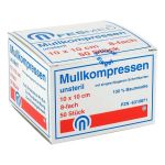 MULLKOMPRESSEN ES 10x10 cm unsteril 8fach (PZN 6310871) из Германии